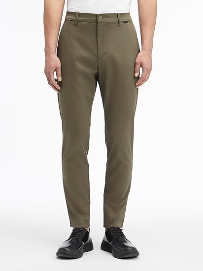 CALVIN KLEIN Men's Sateen Stretch Tapered Pants, 32W x 32L, Tarmac, K10K113