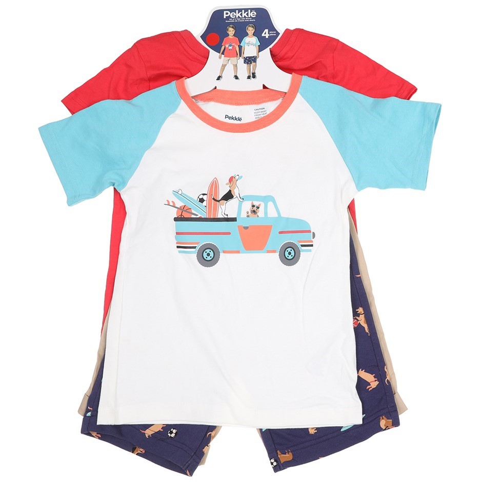 PEKKLE Boy's 4pc Set, Size 7, Cotton/Elastane, Surfing.  Buyers Note - Disc