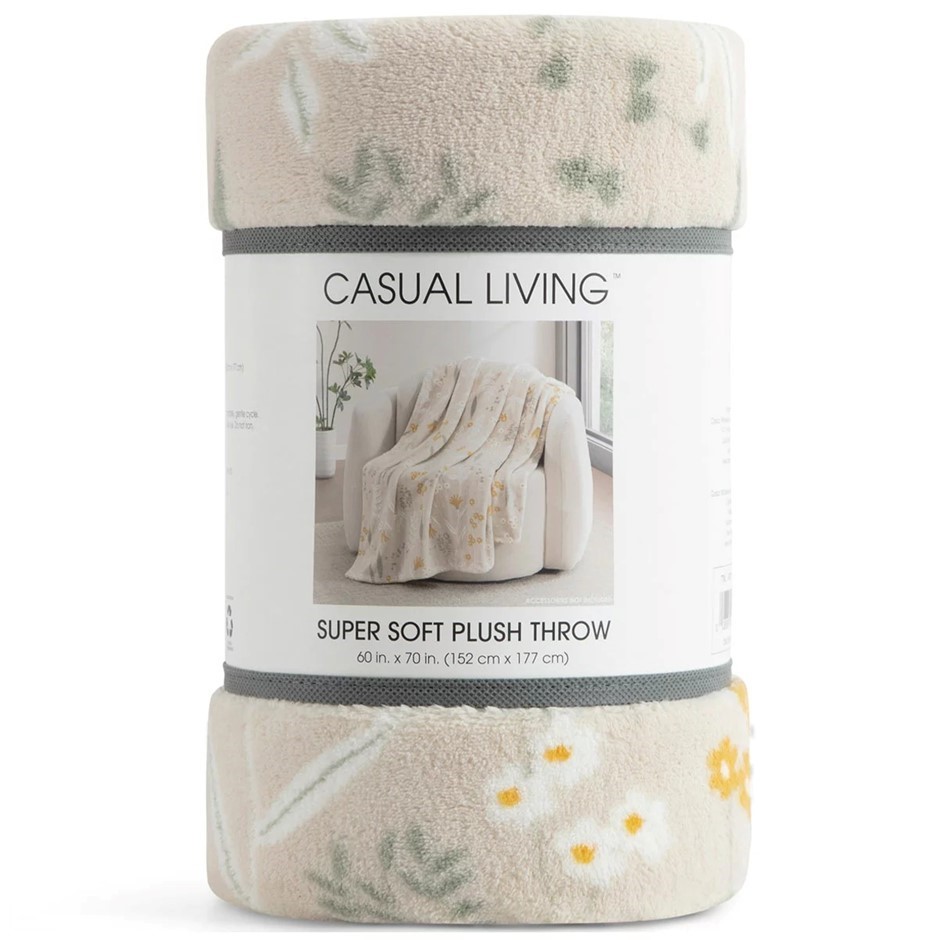 CASUAL LIVING Super Soft Plush Throw, 152 x 177cm, Flower. NB: Not in origi
