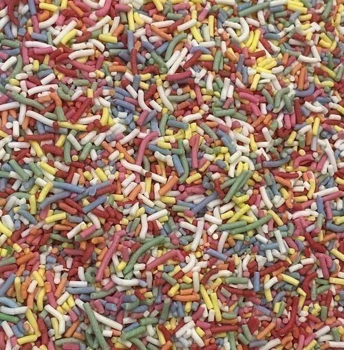 0422-5062744 · FRESH FOOD INDUSTRIES Box of Rainbow Sprinkles 1.5mm, GF POL. Best Before: