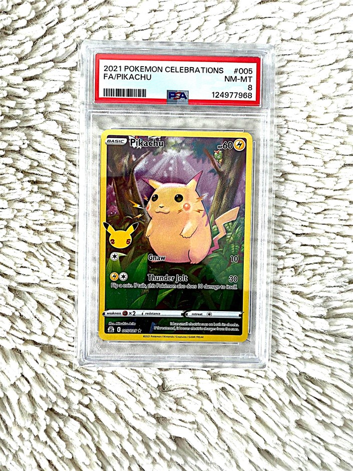 PSA 8 Pikachu Full Art Celebrations 25th Anniversary collectible card