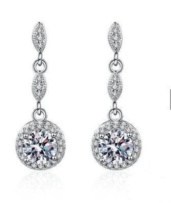 925 Sterling Silver White Stones Earrings Simulated Diamonds