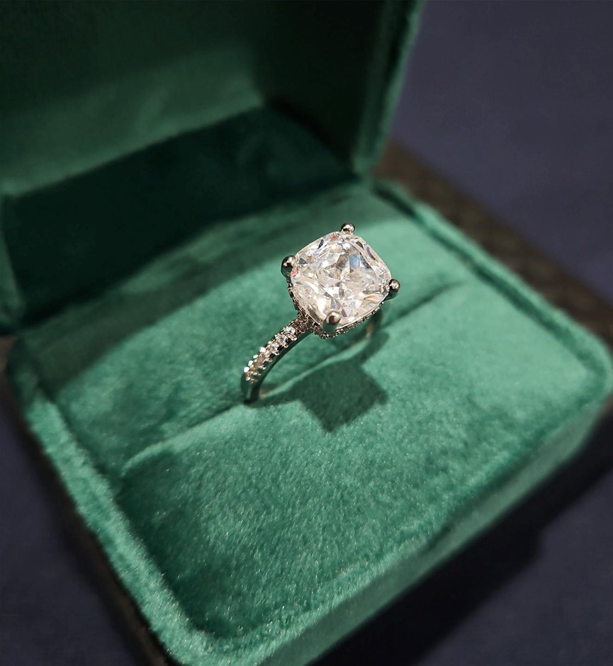 4.0ct 925 Sterling Silver Princess Simulated Diamonds Ring