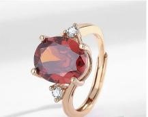 4.0ct 925 Sterling Silver Red Oval Cut Simulated Diamonds Ring -adjustable