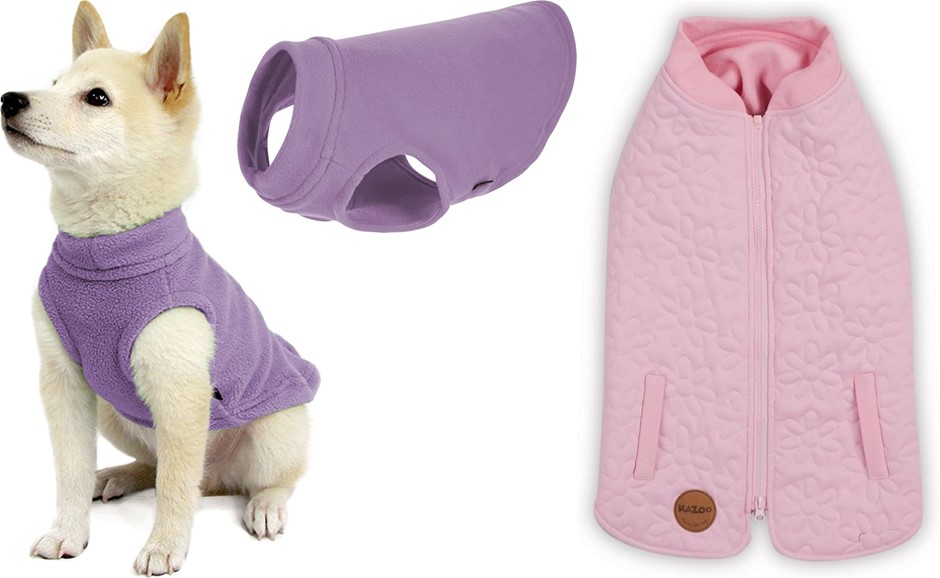 BUNDLE of Kazoo Flower Dog Jacket | Pink | XXSmall + Gooby Stretch Fleece V