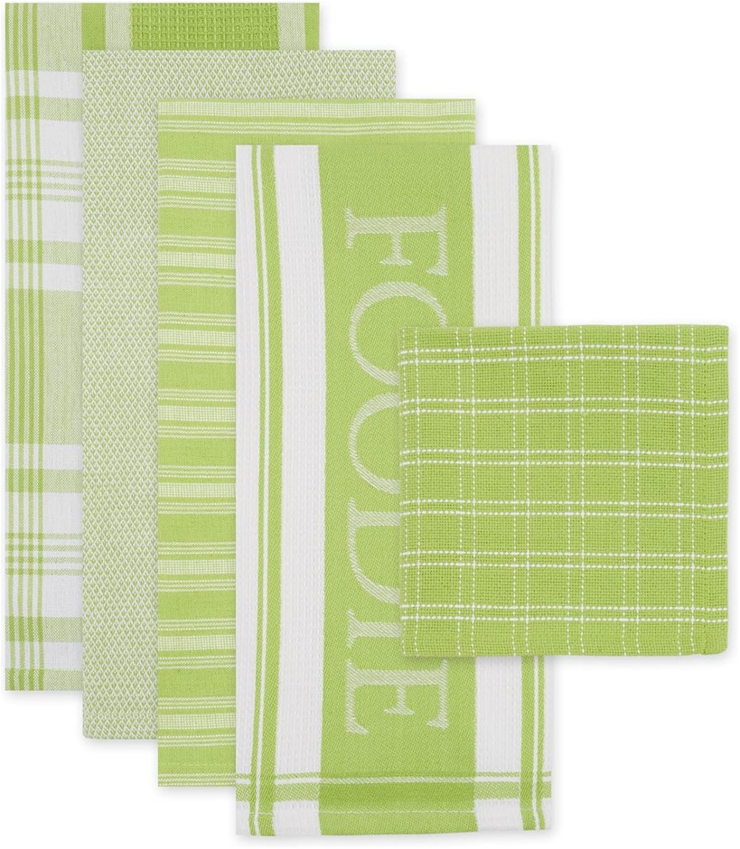 DII Assorted Decorative Kitchen Dish Towels & Dish Cloth Foodie Set, Ultra