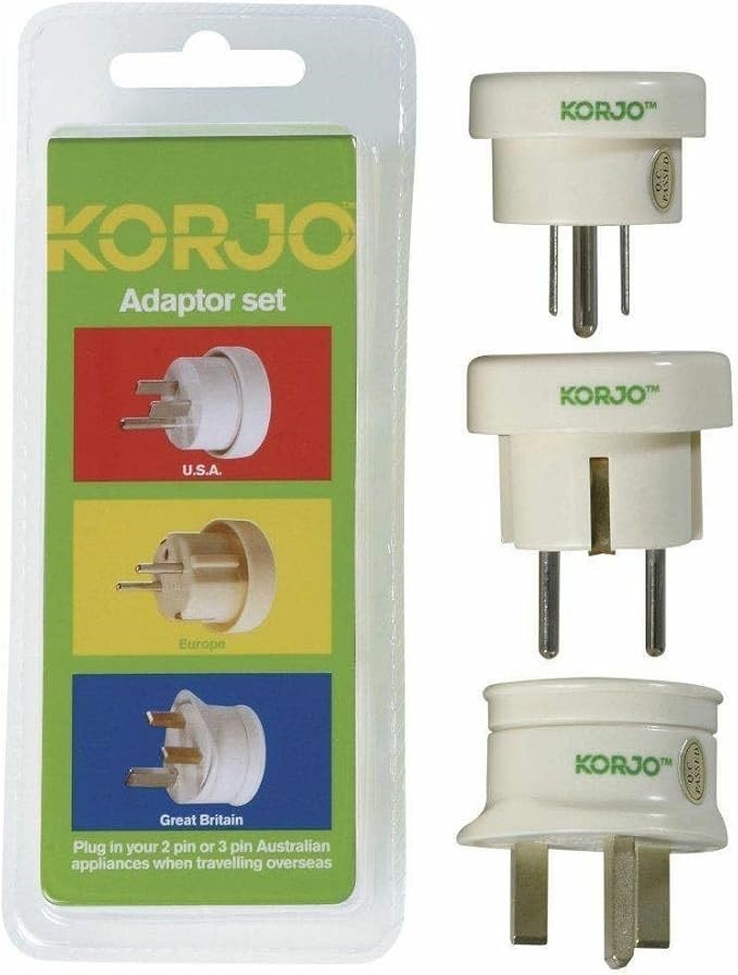 Korjo International Adaptor Set - EU, UK, US, White