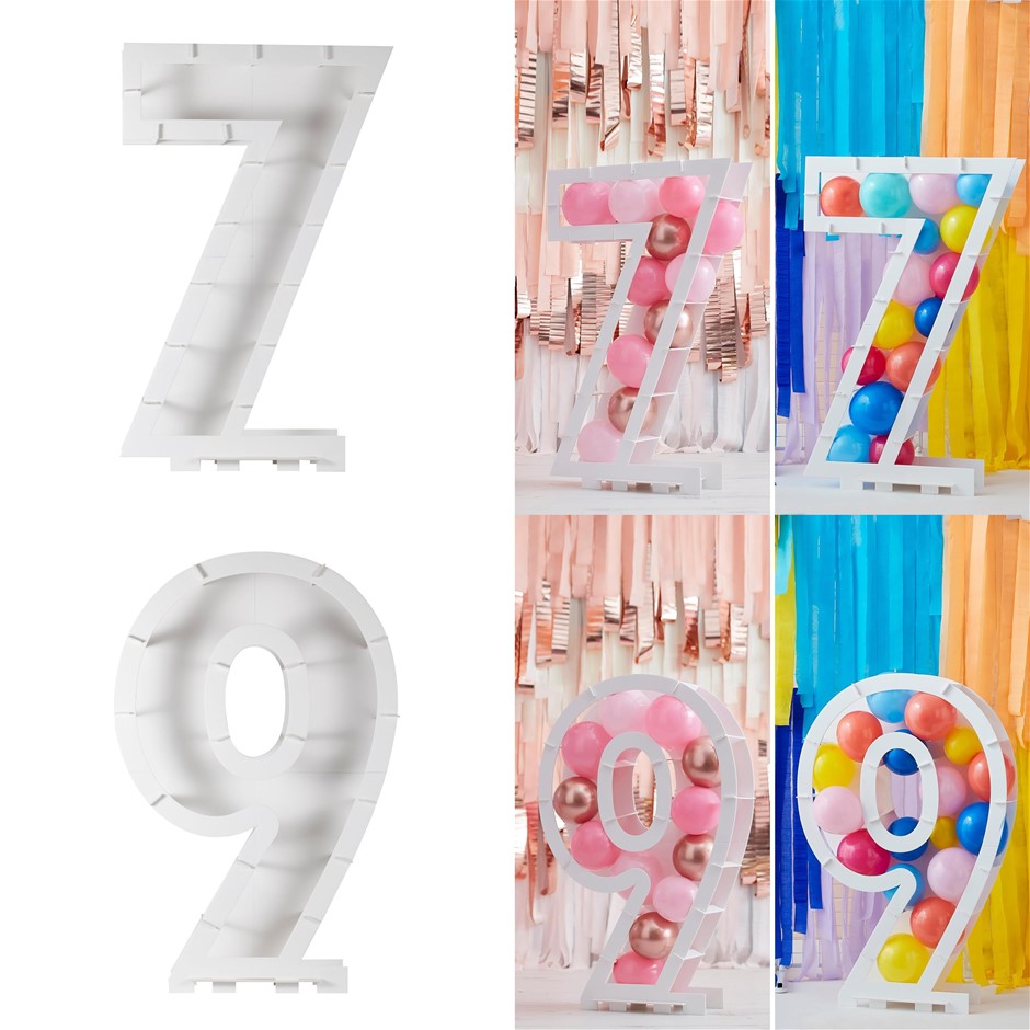 2 PACK BUNDLE of  Ginger Ray BALLOON MOSAIC NUMBER STAND 7 and 9