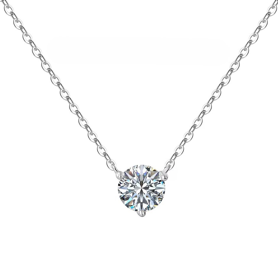 1.00ct Round Lab Created Moissanite 925 Silver Pendant Necklace