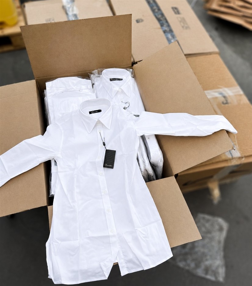 120 Pieces Women's Long Sleeve Business Dress Shirts, White, Long Sleeve (S