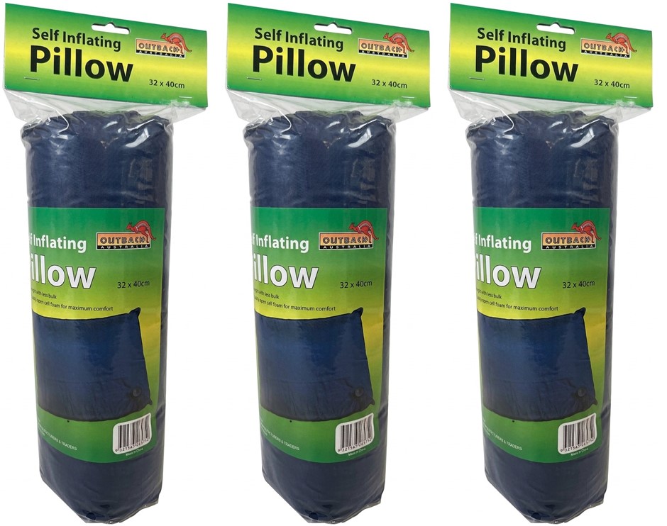 11 x OUTBACK Australia Pillow Self Inflating Lightweight 32X40cm, Black