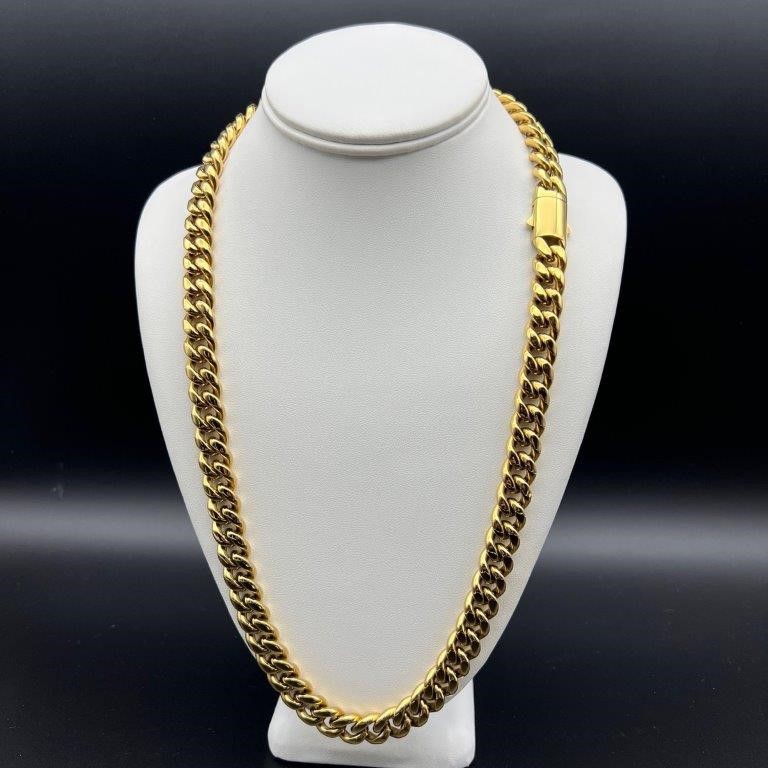 18K Gold-Filled Cuban Chain Necklace, 12MM Wide - 66cm