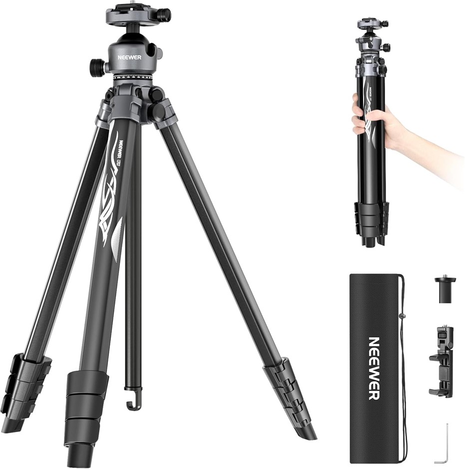 NEEWER LITETRIP LT07 61" Aluminum Travel Tripod for Camera w Pan Tilt Low P