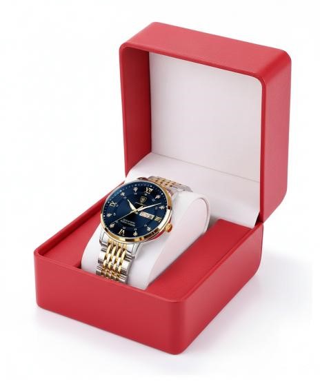 POEDAGAR Luxury Blue Dial Watch with Premium Gift Box