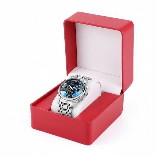POEDAGAR Luxury Blue Galaxy Chronograph Watch with Premium Gift Box