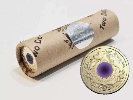 Royal Australian Mint War Animals Remembrance $2 Coin Roll Purple Poppy