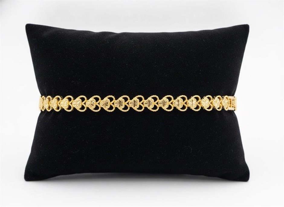 22K/Italy  Yellow Gold Filled heart bracelet(stamped)-Bonus Gift