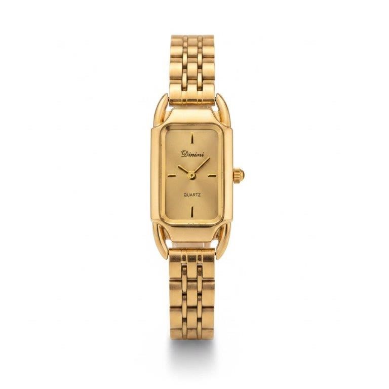 Luxury Gold-Tone Women's Quartz Watch – Elegant Rectangular Dial