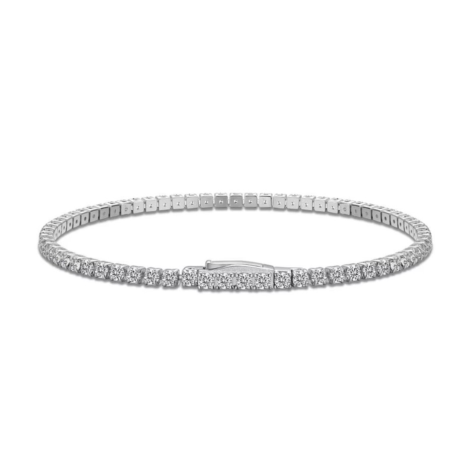 2.5mm 5A Cubic Zirconia 925 Sterling Silver Tennis Bracelet-18cm