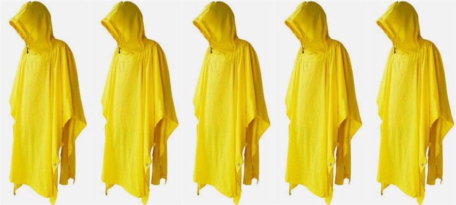0042-3140674 · 5x Nylon Poncho Waterproof Yellow Wet Weather Coat