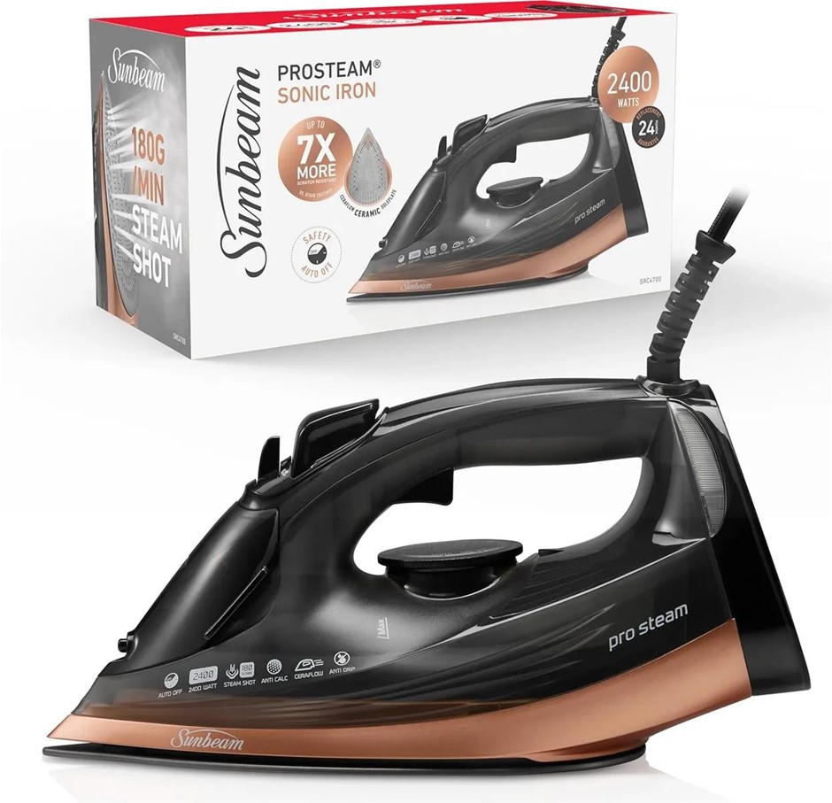 0078-3140674 · SUNBEAM ProSteam Sonic Steam Iron 180g/min High Pressure Steam Shot, Cerami