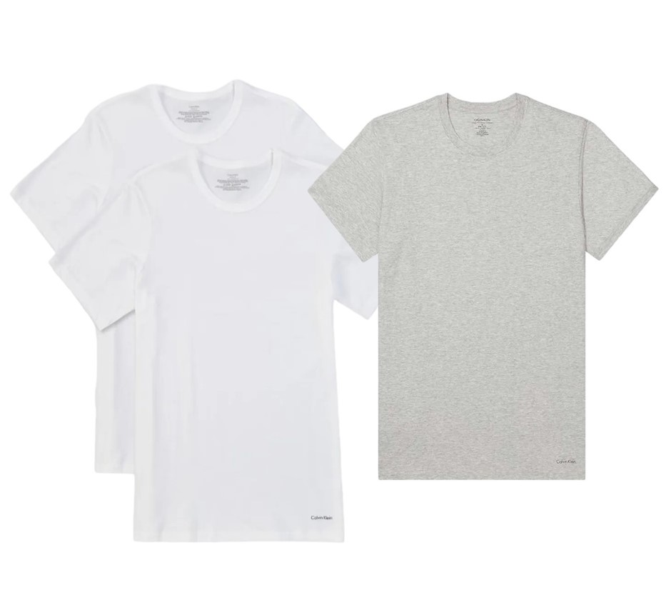 3 x CALVIN KLEIN Men's Tees, Size L, 100% Cotton, Incl: White & Grey, NP220