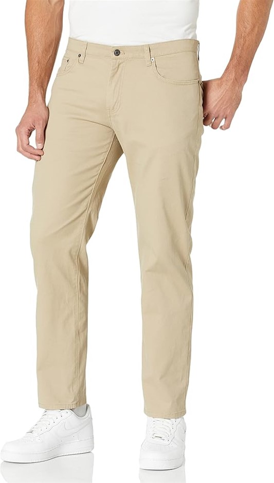 AMAZON ESSENTIALS Men's Relaxed-Fit Twill Pant, 36W x 32L, Khaki, AE1908848