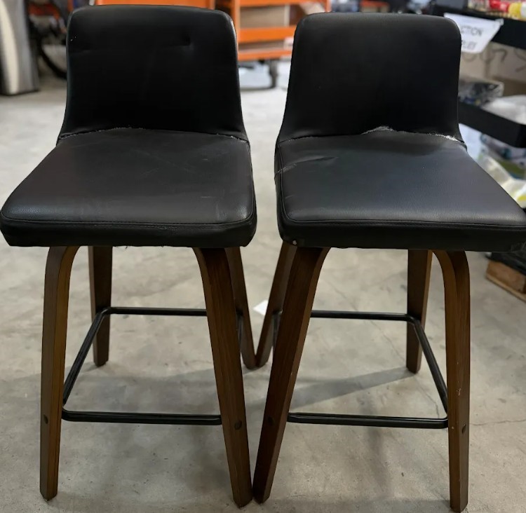 ARTISS Felipe Barstool, 2pk, Black & Walnut, Model BA-TW-8836-WALX2-AB. NB: