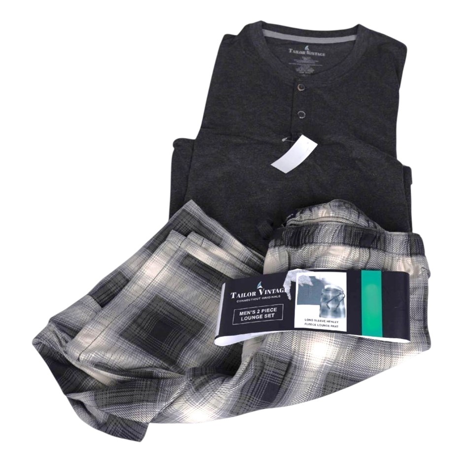 2pc TAILOR VINTAGE Men's Lounge Set, Size M, Incl: Henley & Soft Pant, Char