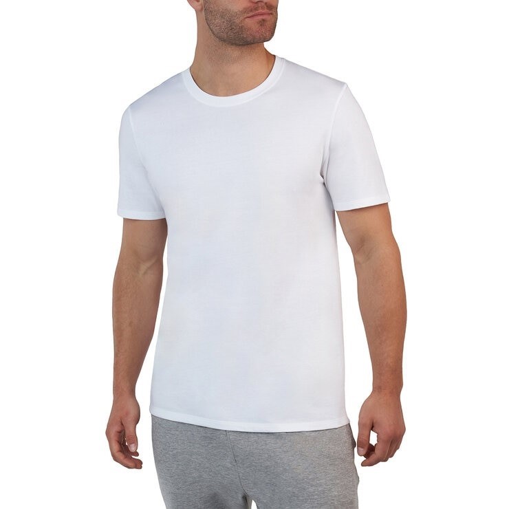 6-Pack SIGNATURE Men's Tagless Crew Tees, Size L, 100% Combed Cotton, White