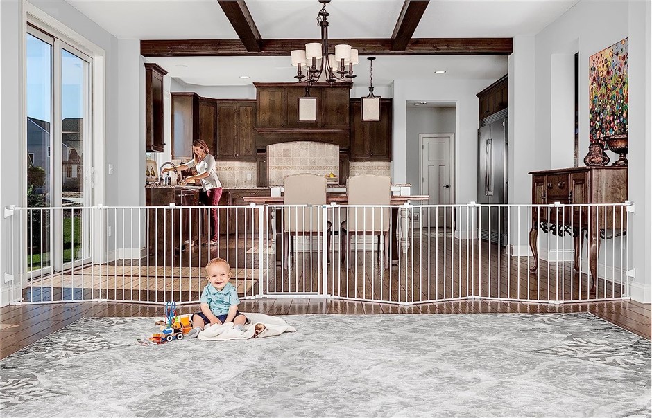 REGALO 192-Inch Super Wide Adjustable Gate and Play Yard, 4-in-1, White, 31