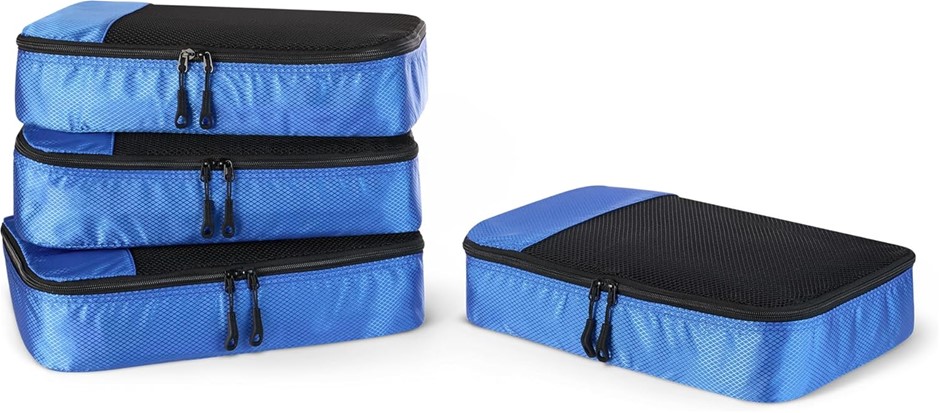 AMAZON ESSENTIALS 4-Piece Packing Cubes Travel Accessories Set, Luggage Org