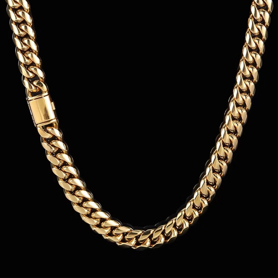 18K Gold-Filled Cuban Link Chain Necklace, 10MM Wide - 60.9cm