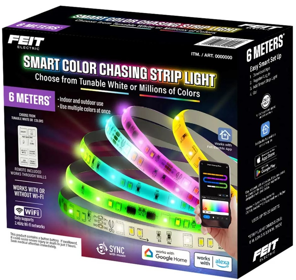 FEIT ELECTRIC Smart LED Striplight, 6m. NB: Damaged packaging, condition un