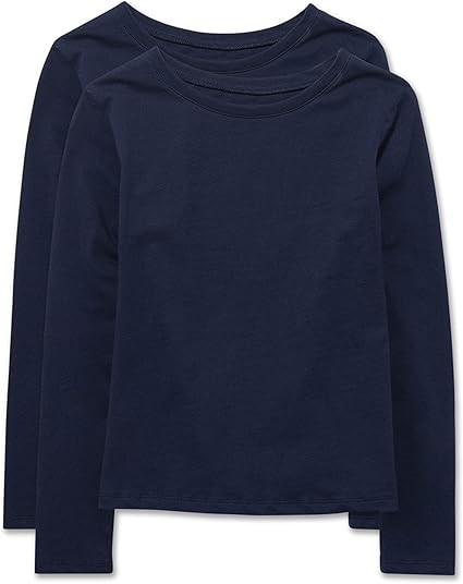 2 x 2-Pack THE CHILDREN'S PLACE Girls' L/S Layering Tees, XL (14), Tidal, 3