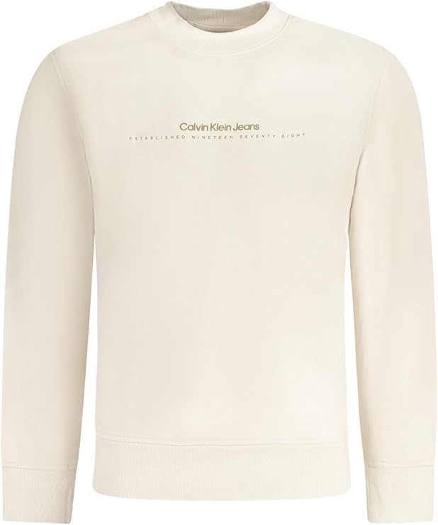 CALVIN KLEIN JEANS Men's Minimal Logo Crew Neck, Size M, Moonbeam, J30J3271