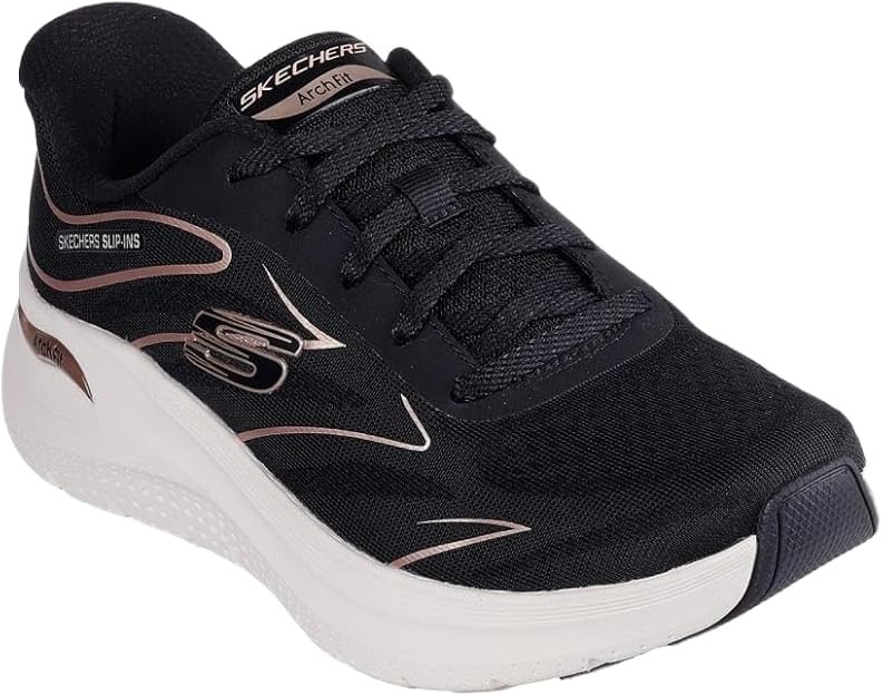 SKECHERS Women's Arch Fit 2.0 Sneaker, US6.5/EU36.5, Black/Rose Gold, 15032