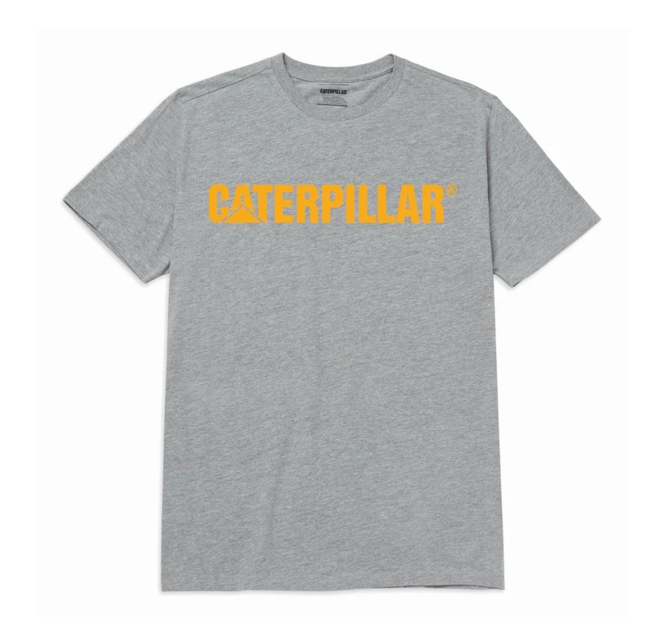 CATERPILLAR Traditional Logo Tee, Size 2XL, 60% Cotton, Heather Grey (10122