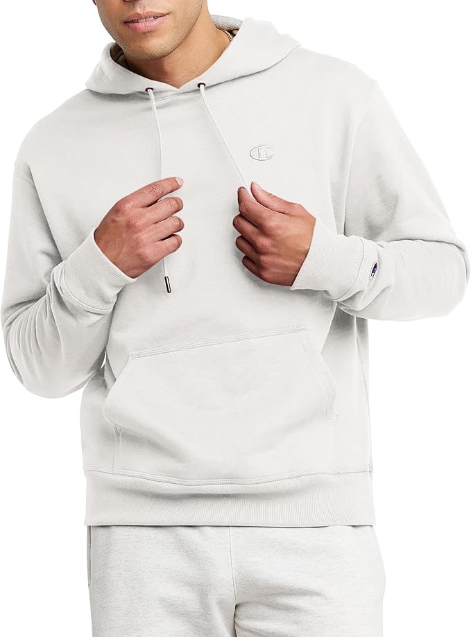 CHAMPION Men's Powerblend Hoodie, Size S, 50% Cotton, White C Logo (045), S
