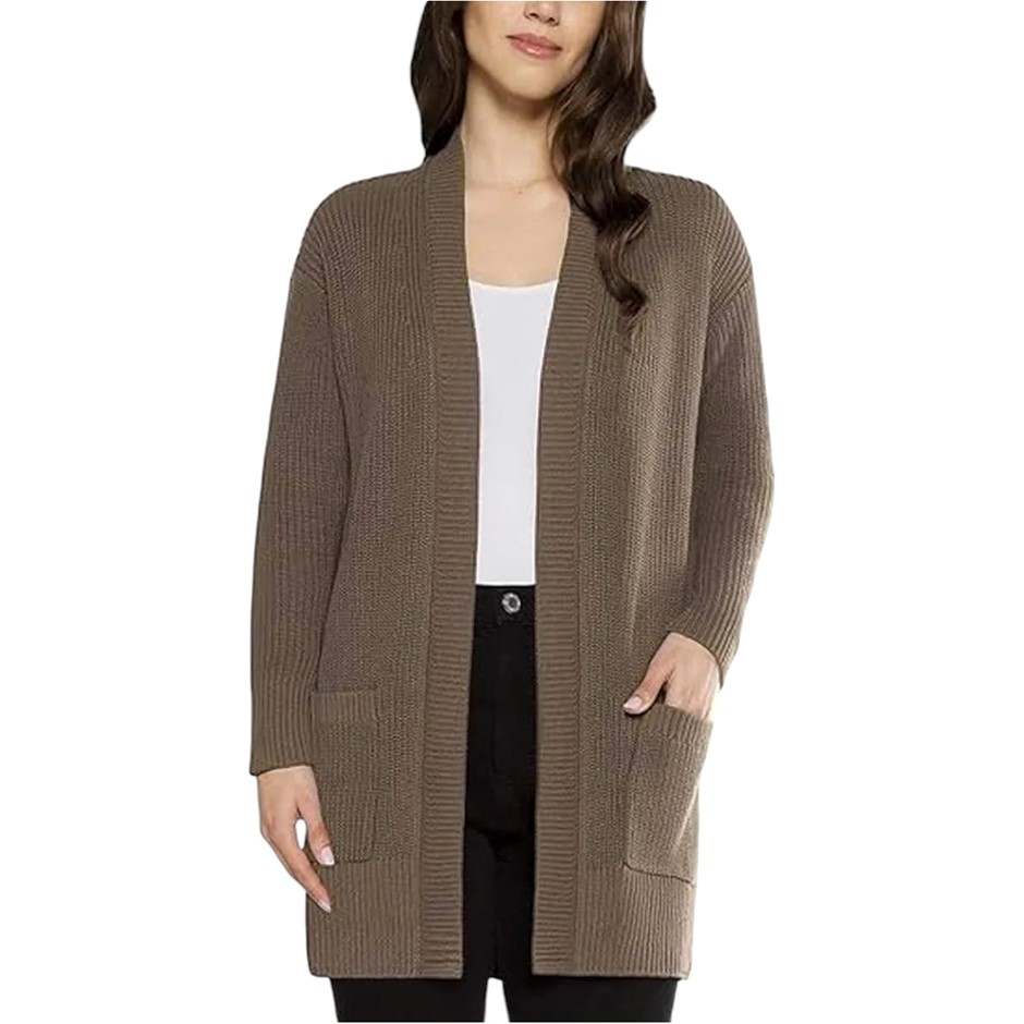 MAX&MIA Easy Cotton Cardigan, Size L, 100% Cotton, Mocha. Buyers Note - Di