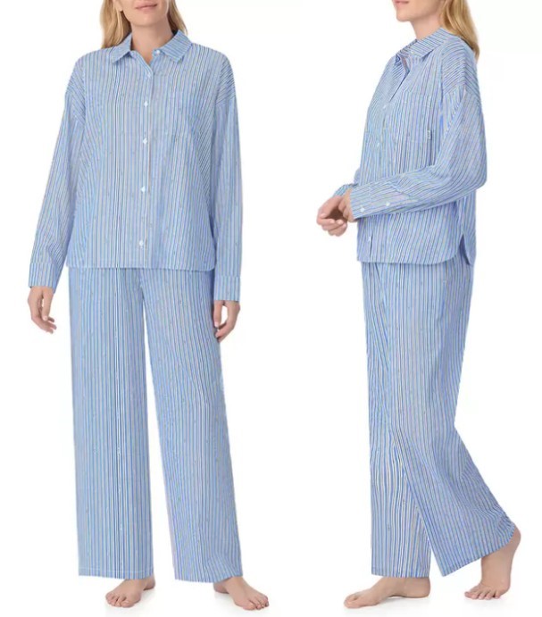 DKNY Women's 2pc Cotton Blend PJ Set, Size S, Blue. Buyers Note - Discount