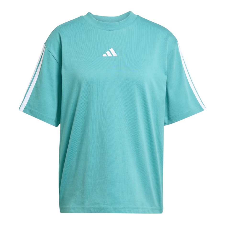 ADIDAS Women's 3S SJ BF Tee, Size AU M, Cotton, PowderTeal/White, JX7626.