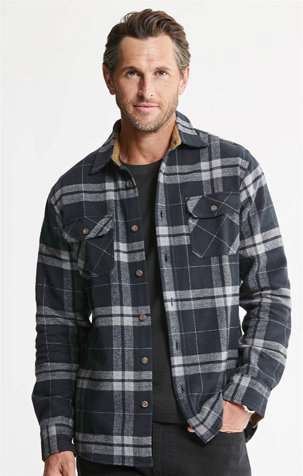 ACHS Men's Shirt & Thermal Pack, Size 2XL, Incl: Flannel & Crew Thermal, Bl