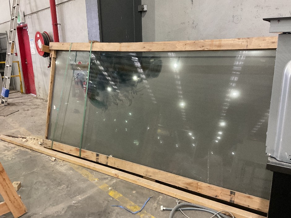 2x Glass Panels in Timber Crate