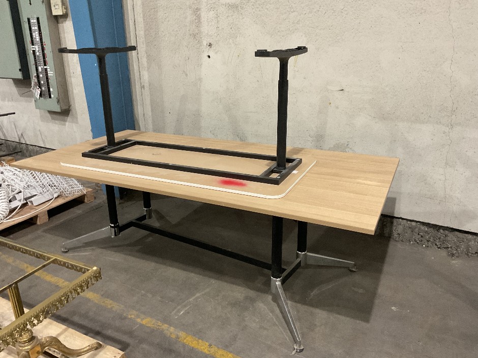 <p>2x Steel Frame Timber & Timber Laminate Tables</p>