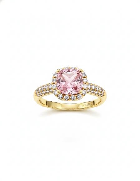 14K/Italy 2.0ct Pink Princess Cut Yellow Gold Filled Ring(stamped) 8US