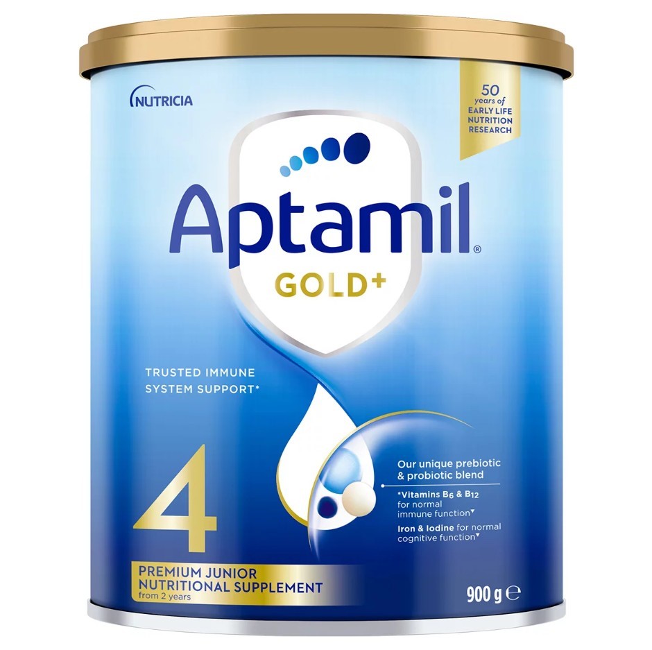 3 x APTAMIL Gold+ Stage 4 Toddler Formula For 2 Years+, 900g. N.B: Dented t
