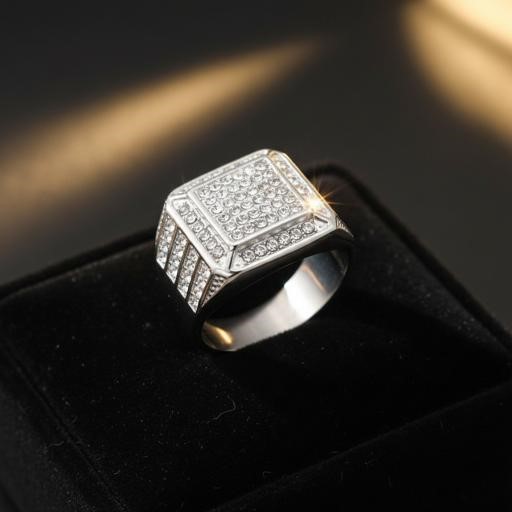 Italy 925 Silver Hip Hop Men's Ring (Stamps)-11 US