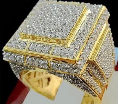 Italy 925 Silver Ring in 18k Yellow Gold Plated-11US