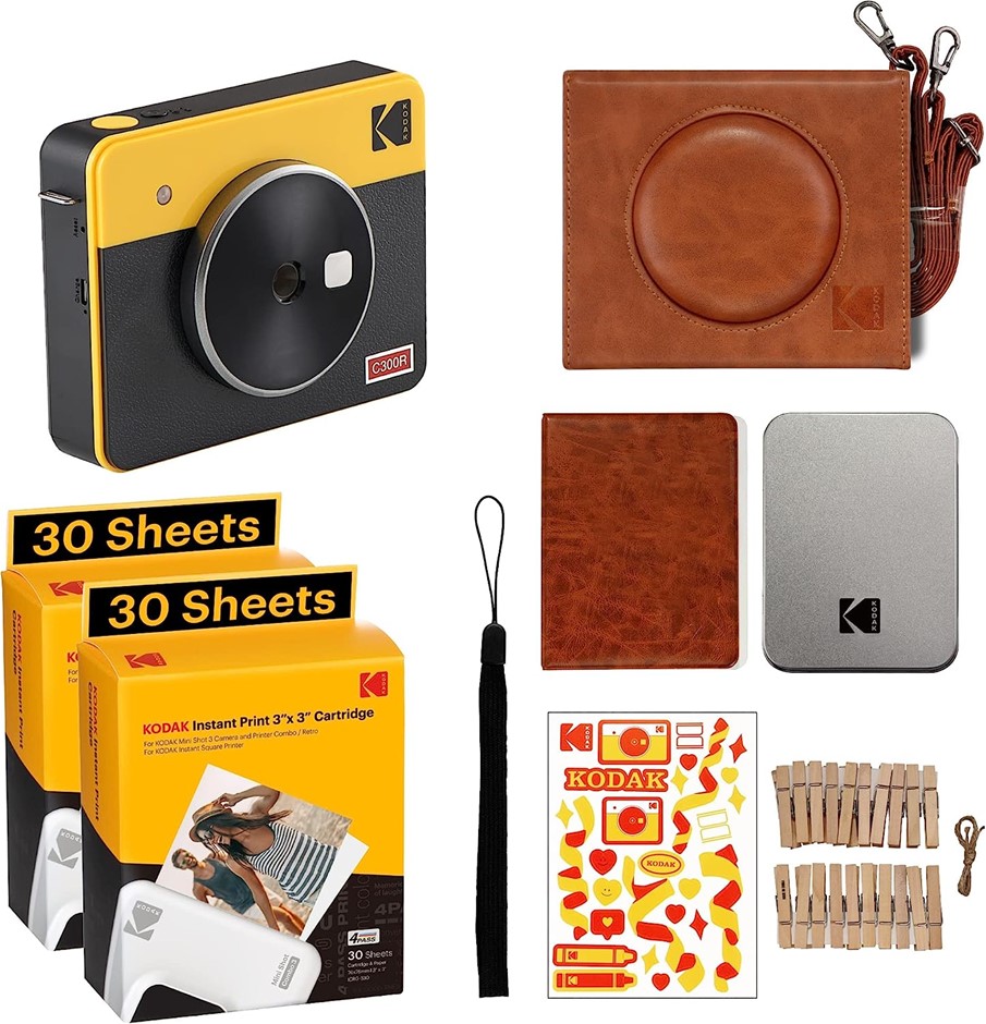 KODAK Mini Shot 3 Retro Instant Camera with Cartridge Plus Accessories Bund